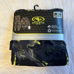 Athletic Works Thermal Underwear Set Boys Size XL (14-16)‎ Thumbholes Pajamas